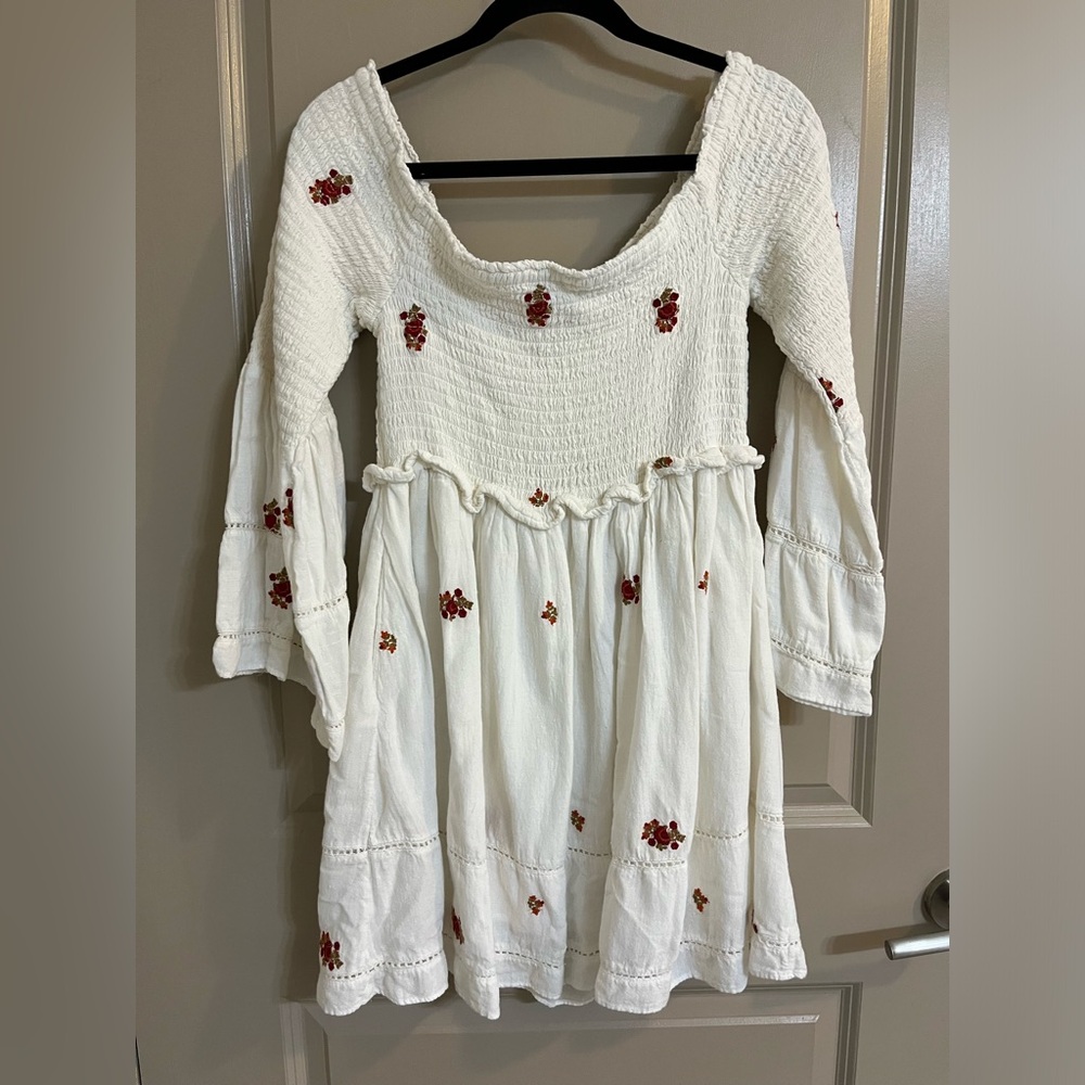 Free People Counting Daisies Embroidered Off the Shoulder Dress Size L - Picture 8 of 11